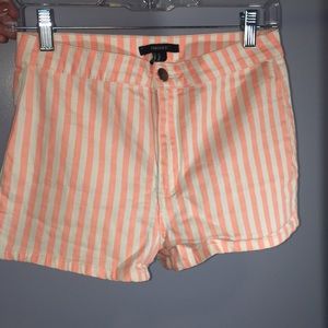 Peach and White High-Waisted Shorts